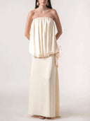 Elegant Strapless Draped Top & Skirt Two-Piece Set