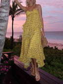 Exquisite Halter Polka Dot Chiffon Maxi Dress