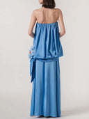 Elegant Strapless Draped Top & Skirt Two-Piece Set