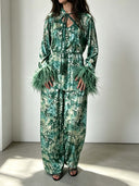 Exquisite Watercolor Print Wide-Leg Pants
