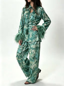 Exquisite Watercolor Print Wide-Leg Pants