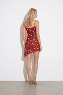 Cowl Neck Slit Printed Sling Mini Dress