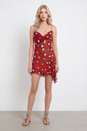 Cowl Neck Slit Printed Sling Mini Dress