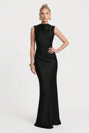 Backless Design Pleated Maxi Dress