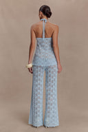 Corey Crochet Halter Neck Top - Light Blue