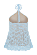 Corey Crochet Halter Neck Top - Light Blue