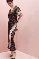 Monsseas Vintage Polka Dot Lace Maxi Dress