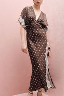 Monsseas Vintage Polka Dot Lace Maxi Dress
