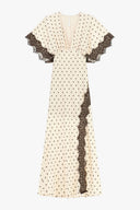 Monsseas Vintage Polka Dot Lace Maxi Dress