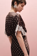 Monsseas Vintage Polka Dot Lace Maxi Dress