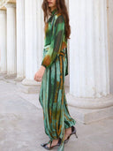 Abstract Watercolor Print Halter &  Pants Two-Piece Set