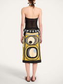 Retro Geometric Print Midi Skirt Two-Piece Set