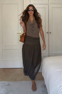 Swing Collar Top And Skirt Suit