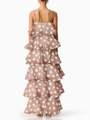 Elegant Polka Dot Tiered Ruffle Maxi Dress