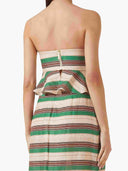 Striped Print Ruffle Hem Crop Top & Fringe Skirt Two-Piece Set