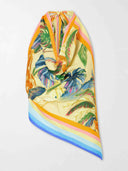 Tropical Print Halter Top & Draped Midi Skirt Two-Piece Set