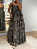 Casual Paisley Print Tiered Flowy Maxi Dress