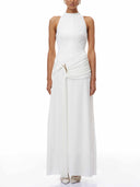 Elegant Ruched Halter Maxi Dress