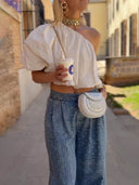 Casual Off-Shoulder Top &Denim Pants Two-Piece Set