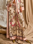 Elegant Floral Print Satin Button-Up Shirt