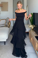 Off-shoulder Top And Ruffled Pants Suit
