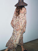 Bohemian Paisley Print Batwing Sleeve Maxi Dress