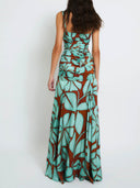 Bohemian Tropical Leaf Print Satin Maxi Dress Two-Piece Set