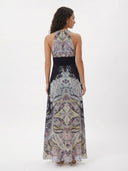 Artistic Printed V-Neck Maxi Dress