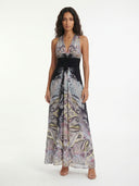Artistic Printed V-Neck Maxi Dress