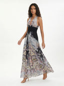 Artistic Printed V-Neck Maxi Dress