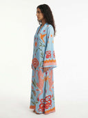 Azure Dream Tie Neck Maxi Dress