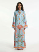 Azure Dream Tie Neck Maxi Dress