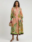 Papaya Bloom Belted Maxi Dress