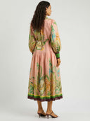 Papaya Bloom Belted Maxi Dress
