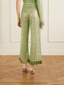 Elegant One-Shoulder Sequin Tassel Top & Flared Pants Two-Piece Set