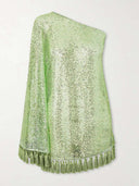Elegant One-Shoulder Sequin Tassel Top & Flared Pants Two-Piece Set