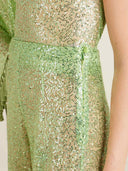 Elegant One-Shoulder Sequin Tassel Top & Flared Pants Two-Piece Set