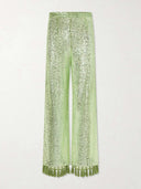 Elegant One-Shoulder Sequin Tassel Top & Flared Pants Two-Piece Set