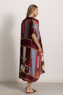 Retro Equestrian Print Shirt Midi Dress