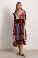 Retro Equestrian Print Shirt Midi Dress