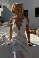 Sexy Lace Strapless Maxi Dress