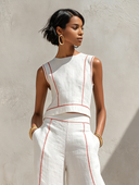 Minimalist Contrast Stitch Shirt & Wide-Leg Pants Set