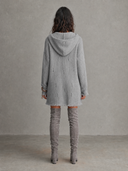 Casual Open-Knit Hooded Long Sleeve Mini Dress