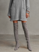 Casual Open-Knit Hooded Long Sleeve Mini Dress