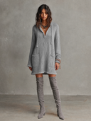 Casual Open-Knit Hooded Long Sleeve Mini Dress