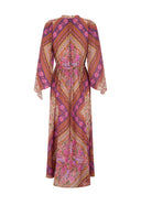 Retro Paisley Print Tie-Waist Maxi Dress