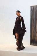Elegant Tiered Ruffle Chiffon High-Low Mini Dress