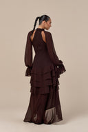 Elegant Tiered Ruffle Chiffon High-Low Mini Dress
