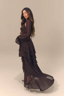 Elegant Tiered Ruffle Chiffon High-Low Mini Dress