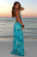 Sexy Backless V-Neck Tie-Dye Chiffon Maxi Dress